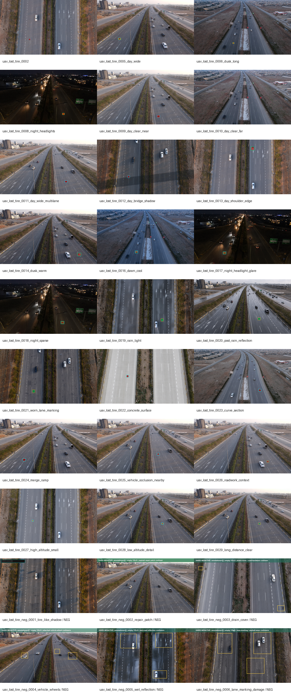 lost tire QA contact sheet