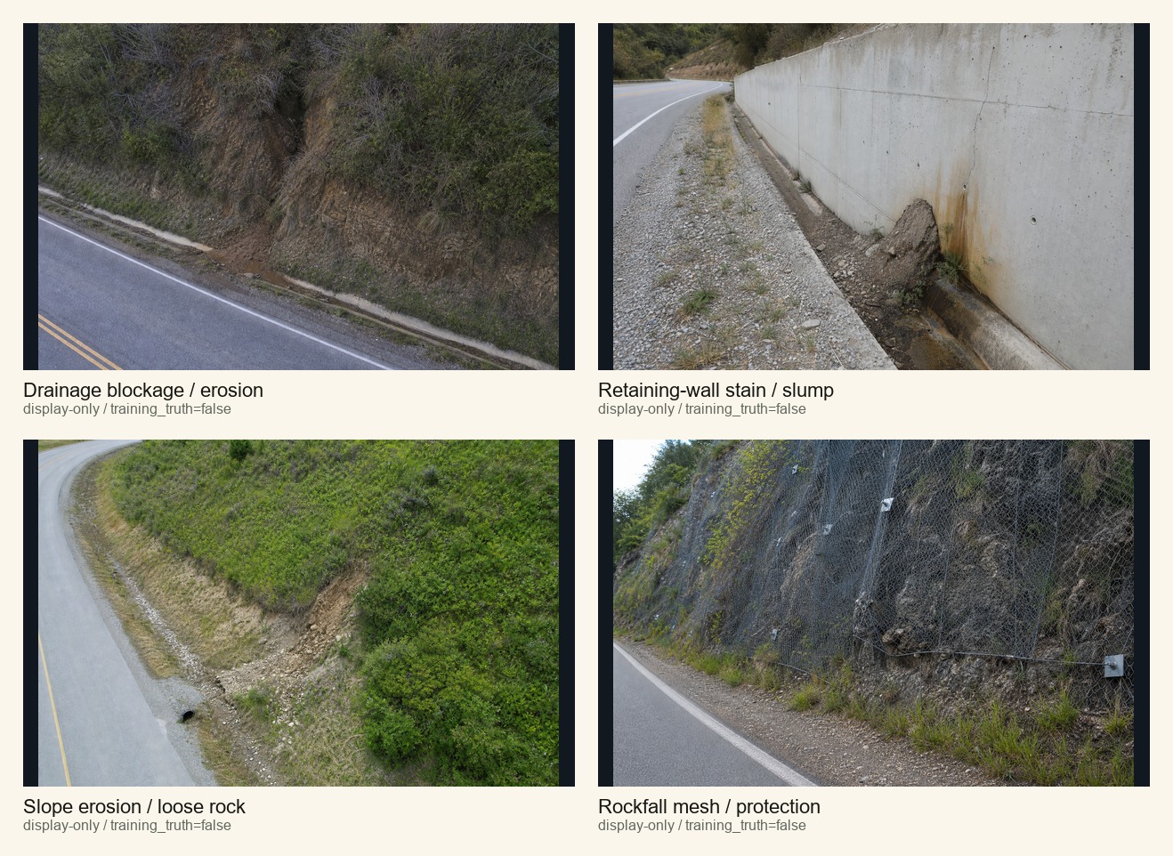 slope retaining wall display evidence